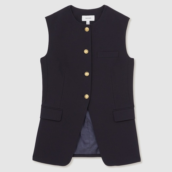 Reiss Jackets & Blazers - Reiss Black Vest with Gold Buttons